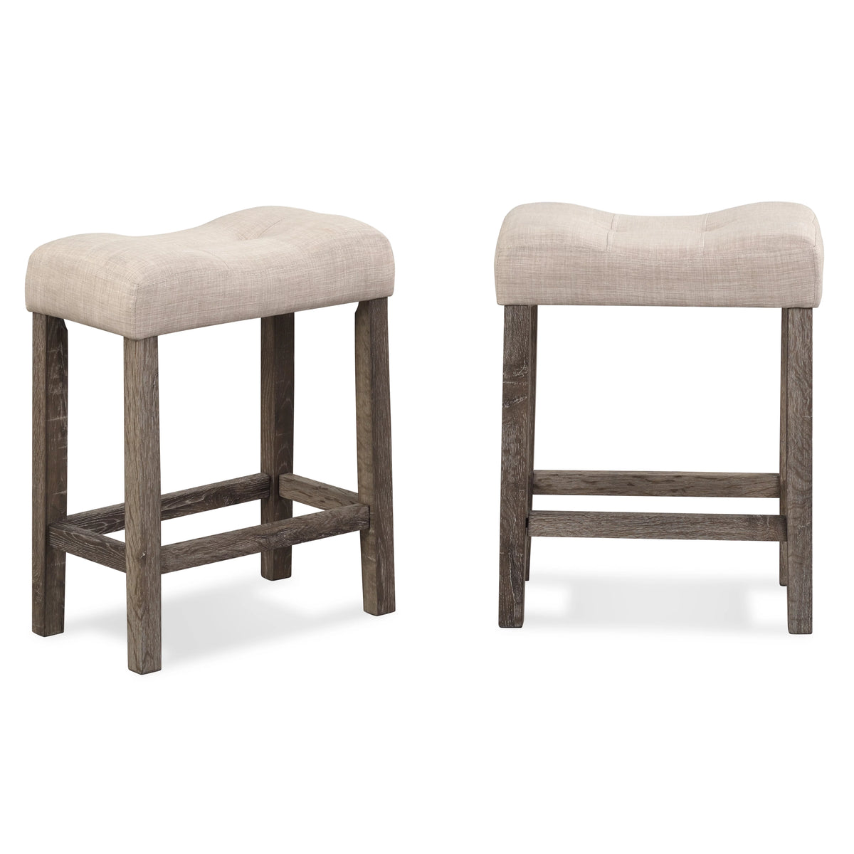 Taupe Wood Counter Height Saddle Stool Set of 2 D196