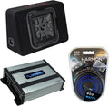 12" Loaded Square Thin Sub Box with Amplifier and Amp Install Kit R3339