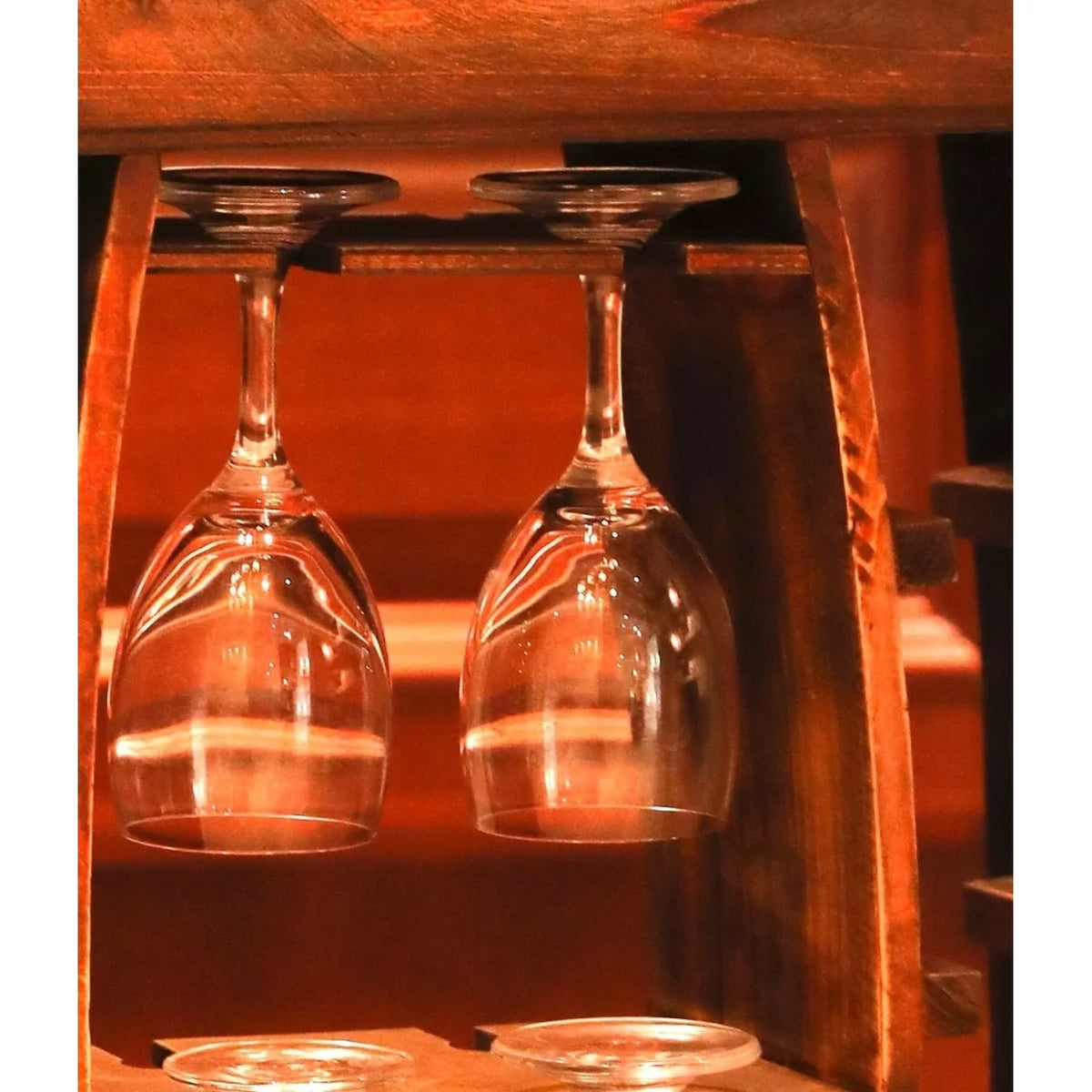 8 Bottle Wooden Wine Rack with Glass Holder S850
