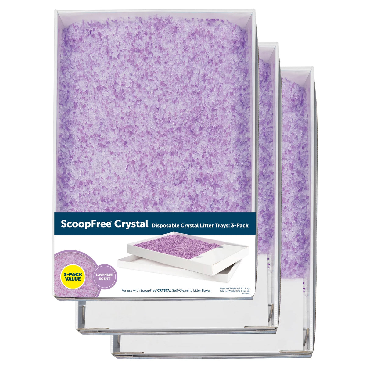 Lavender Scent Silica Crystals Cat Litter Trays 3-Pack N825