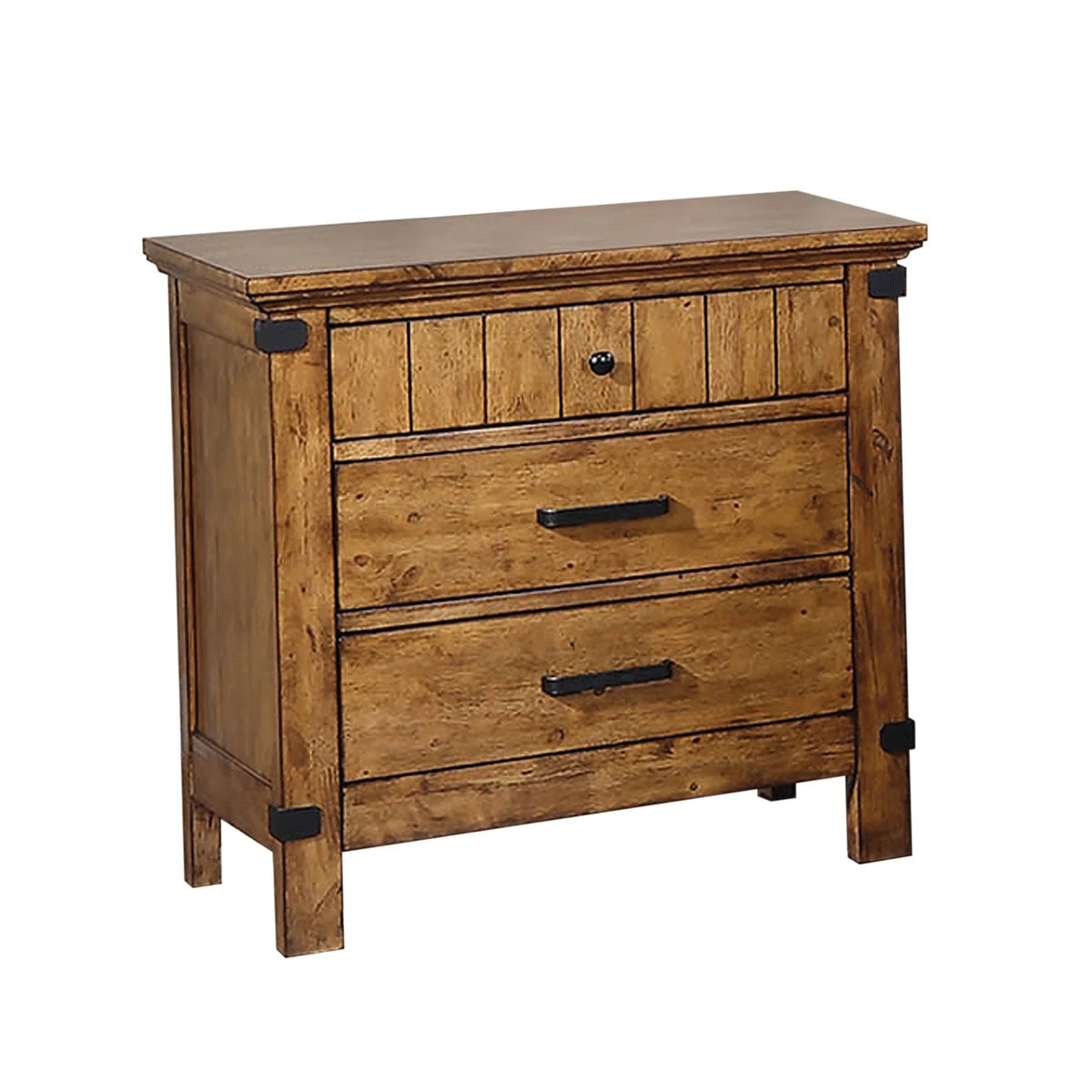 Wooden Nightstand With 3 Drawers S332