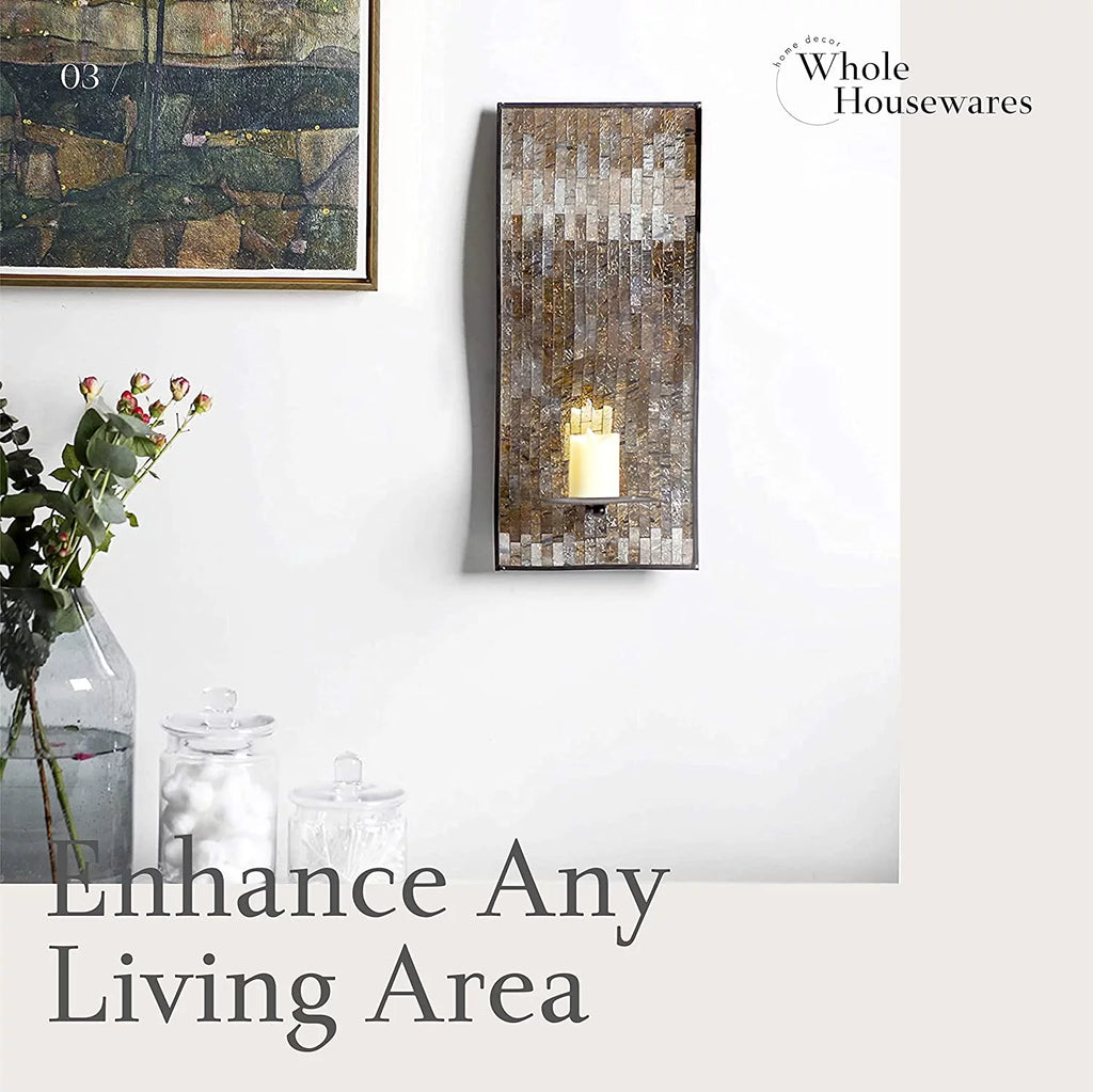 Brown Mosaic Glass Wall Candle Sconces Set Of 2 K57229