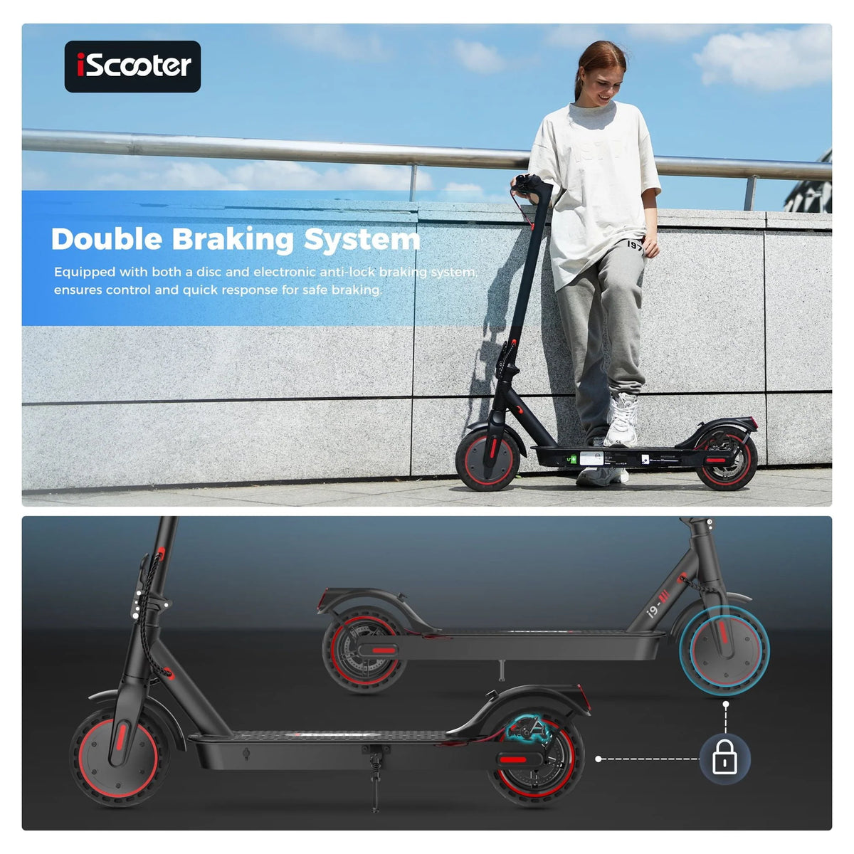 350W Foldable Electric Scooter with Double Braking System H718