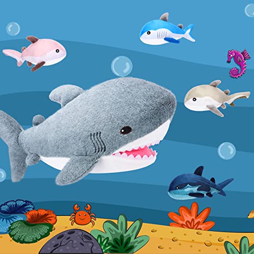 18 Inch Plush Shark Stuffed Animal with 4 Breeds W653702
