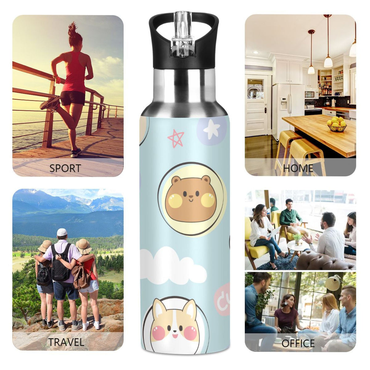 Stainless Steel Insulated Water Bottle with Straw Lid P464
