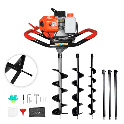 85cc 4HP Gas Powered Post Hole Digger with 3 Drill Bits N507637