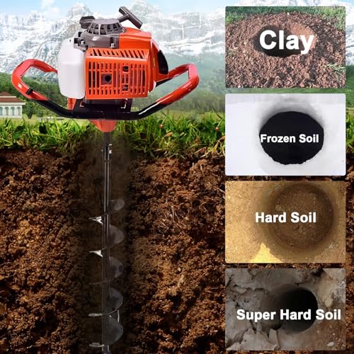 85cc 4HP Gas Powered Post Hole Digger with 3 Drill Bits N507637