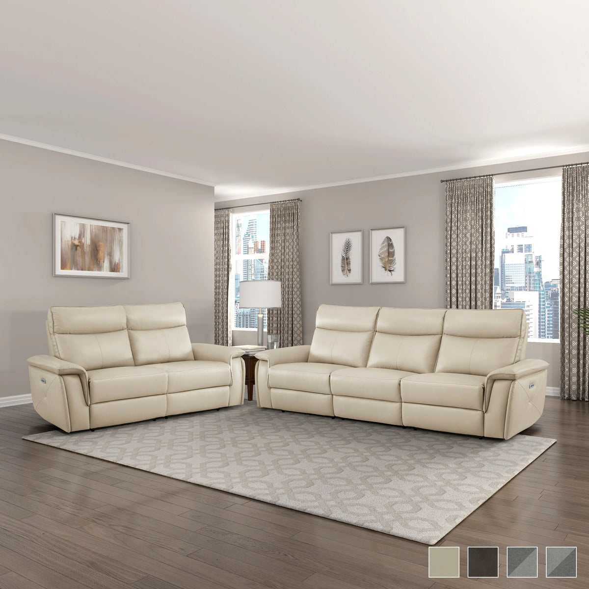 Dark Brown Faux Leather 2-Piece Power Reclining Sofa Set Y431437