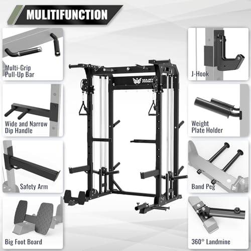 Multi-Functional Power Rack with Dual Pulley System E811323