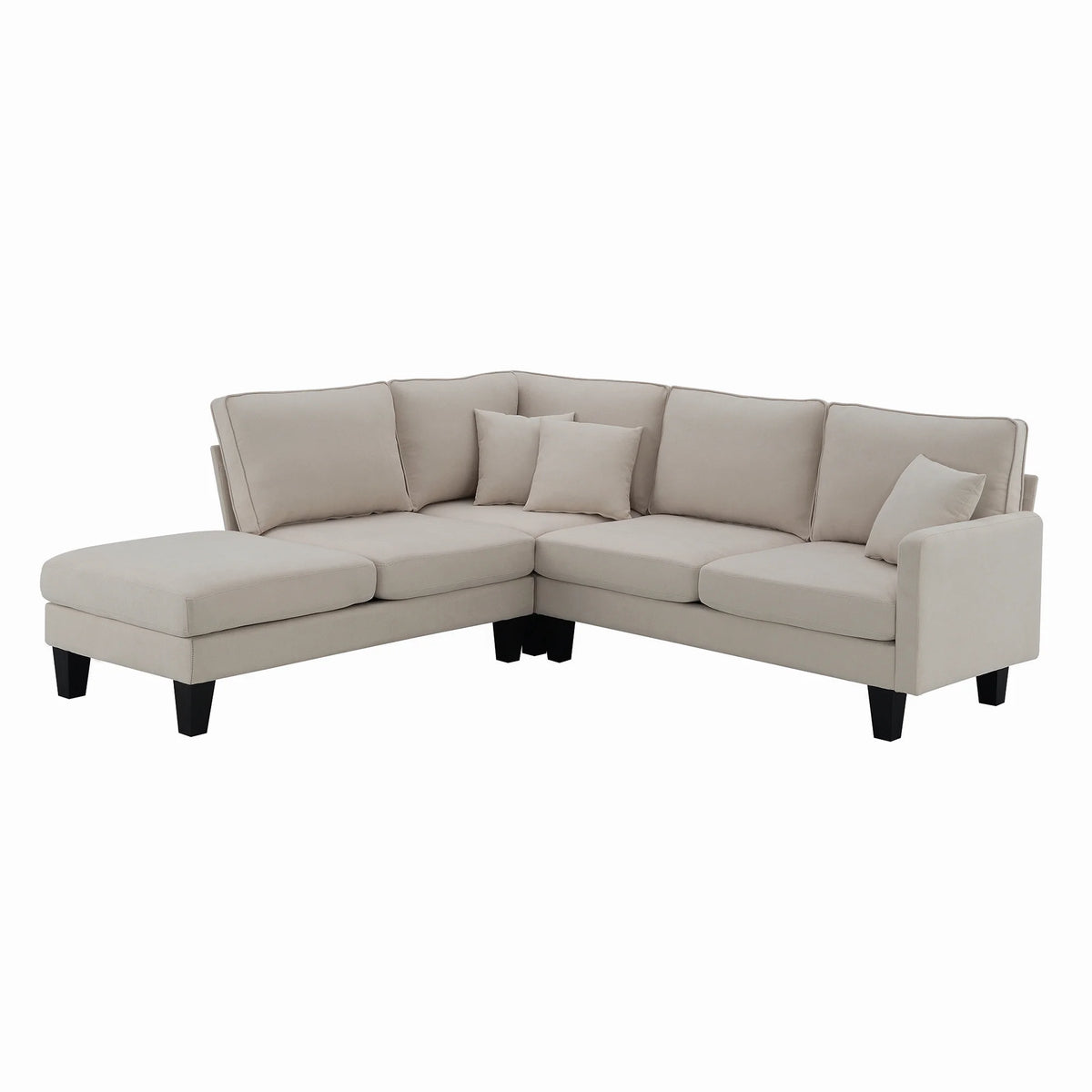 Beige L Shape Sectional Sofa with Recliner U255978