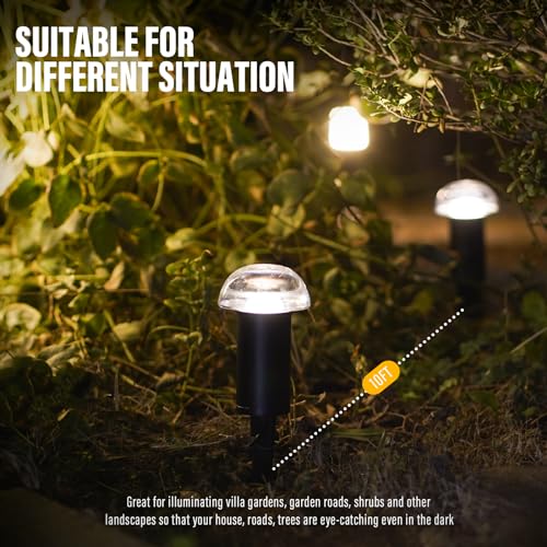 1.5W LED Mushroom Pathway Lights 6PK 3000K Black Metal H69842