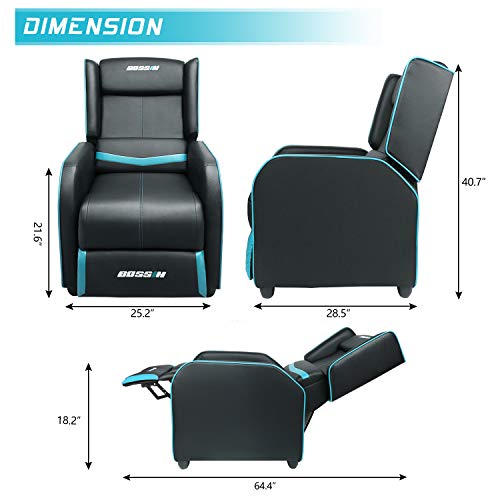 Cyan PU Leather Gaming Recliner Chair Z1322