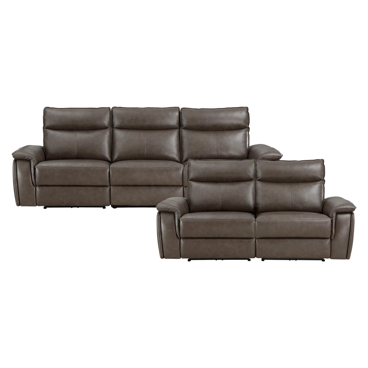 Dark Brown Faux Leather 2-Piece Power Reclining Sofa Set Y431437