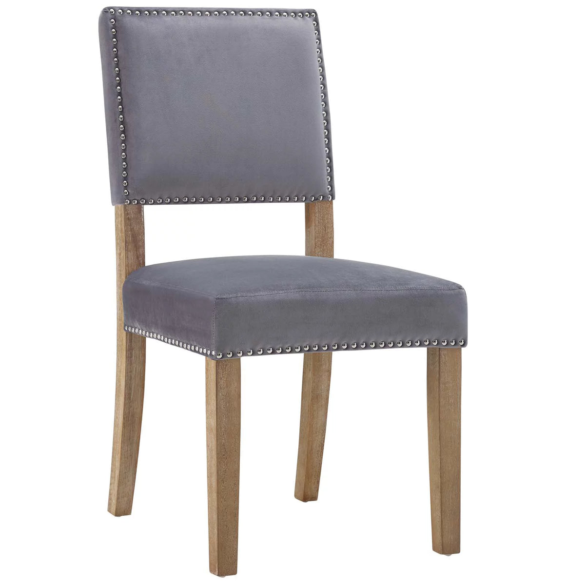 Grey Velvet Wood Dining Chair Set of Two F454756
