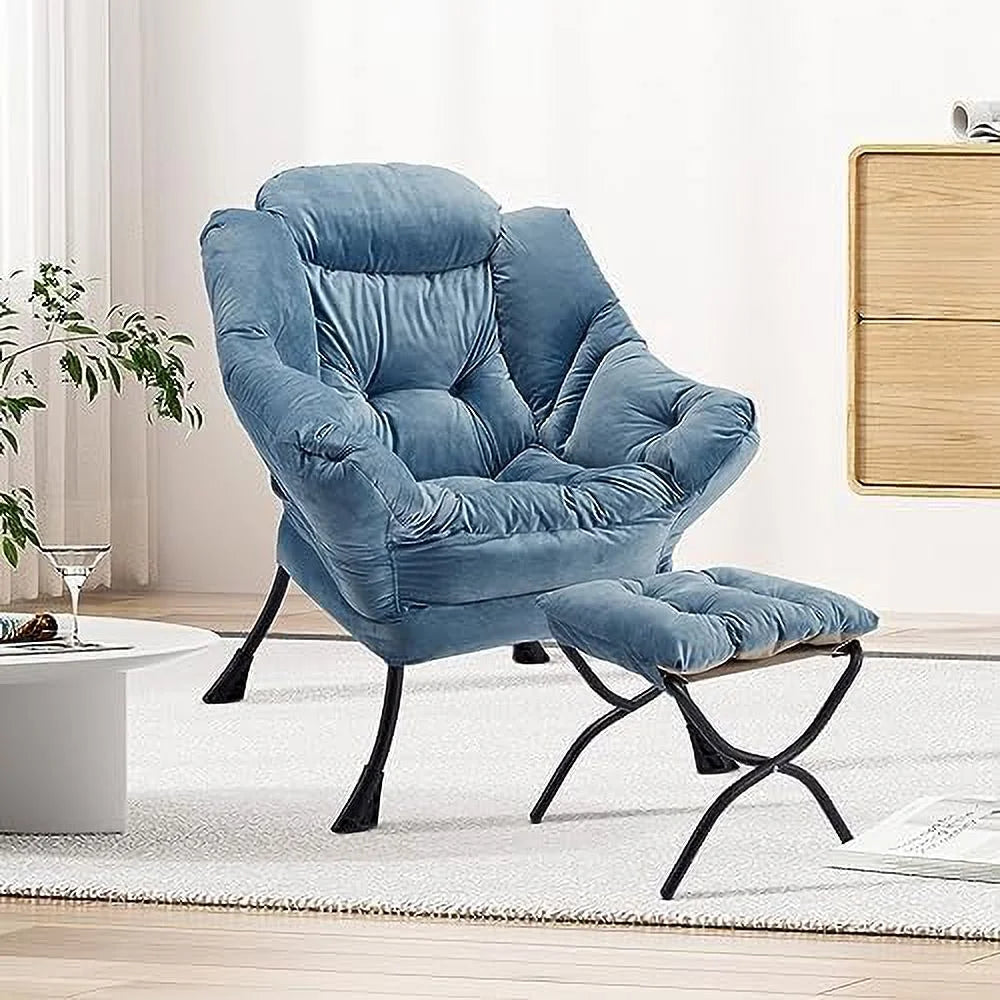 Velvet Lounge Accent Chair with Steel Frame and Side Pocket M43459