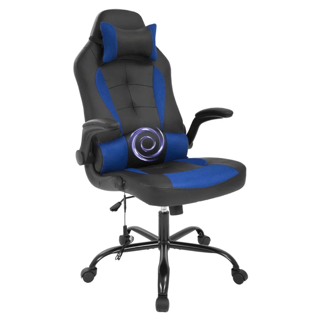 White Ergonomic Massage Gaming Chair D8097