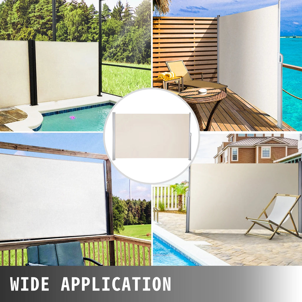 Retractable Patio Side Awning Waterproof Creamy-White P9771