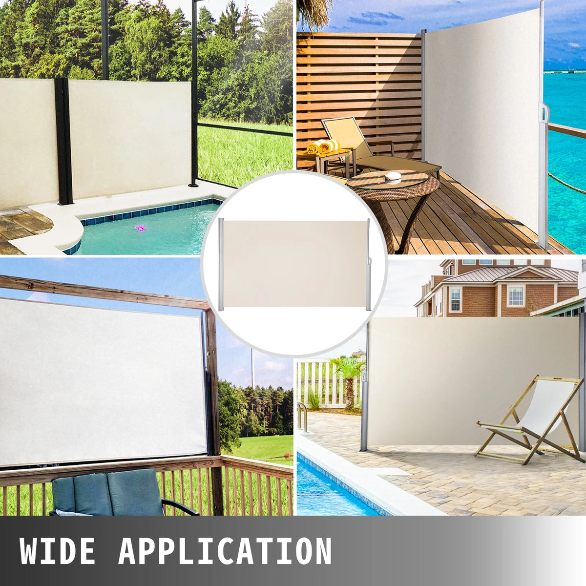 Retractable Patio Side Awning Waterproof Creamy-White P9771