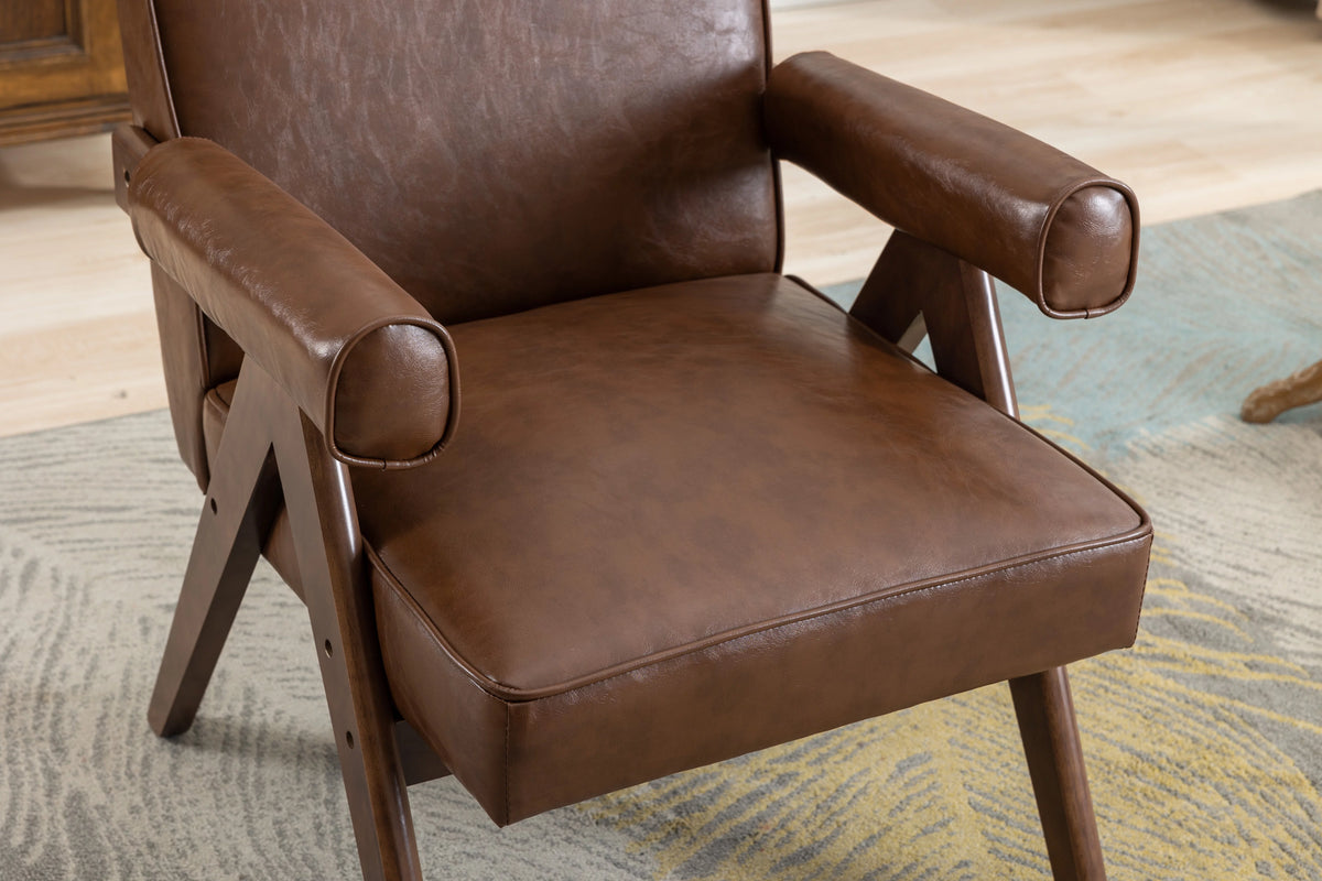 Leisure Chair with Solid Wood Armrest and Feet S95397