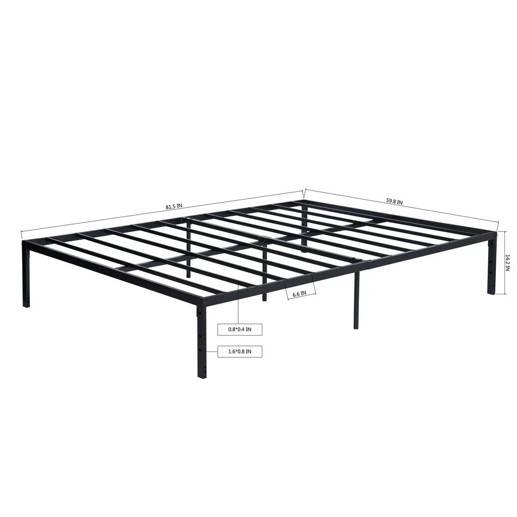 Queen Size Black Metal Slat Bed Frame Y81659