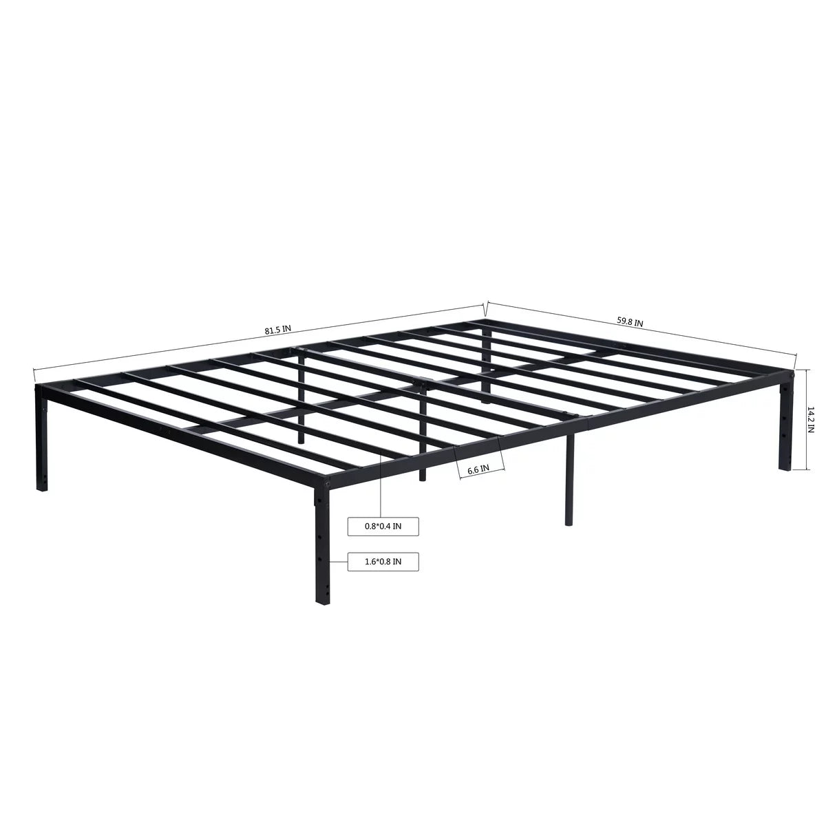 Queen Size Black Metal Slat Bed Frame Y81659