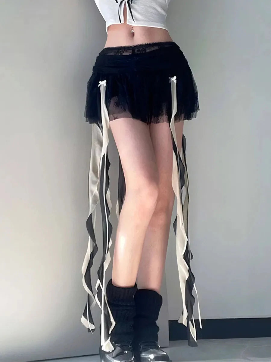 Dark Ribbon Mini Skirt P25115