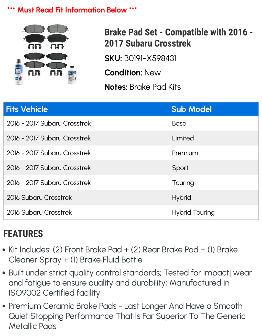 Brake Pad Set O6388