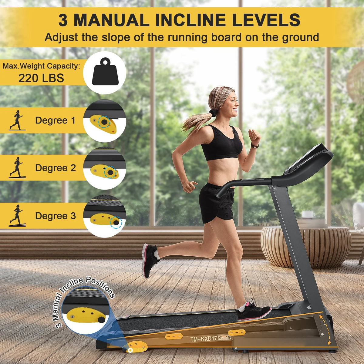 Incline Electric Treadmill 220lbs Max B11525
