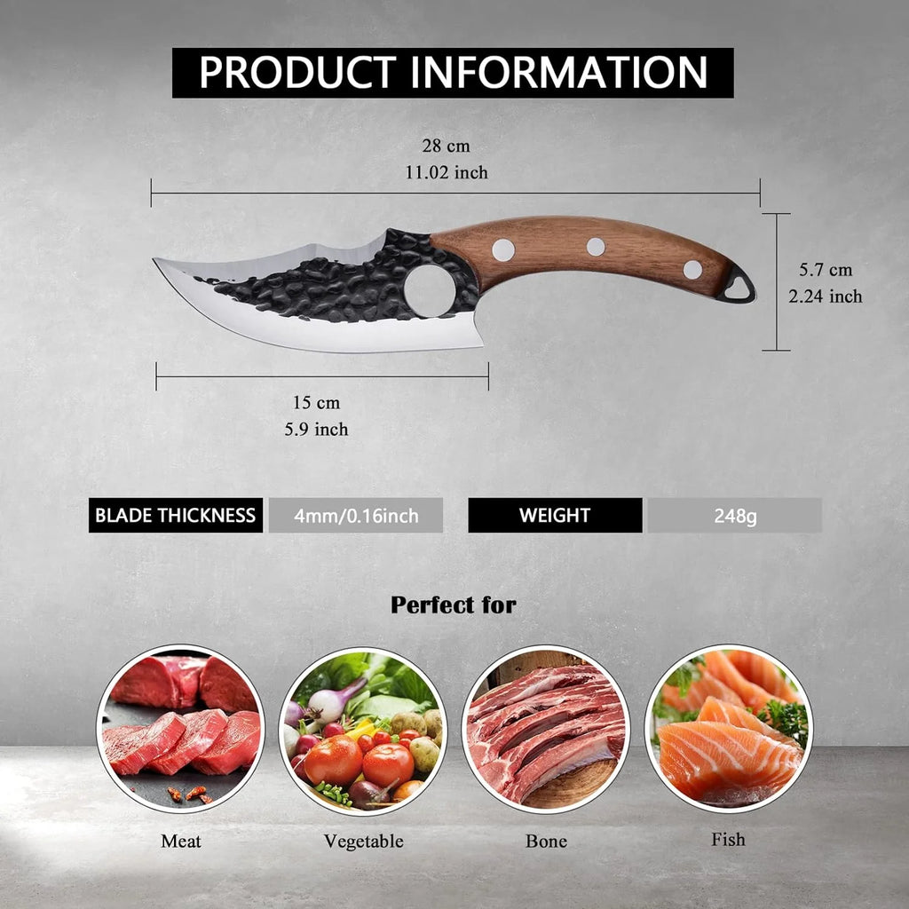 6 Inch High Carbon Steel Meat Cleaver Boning Knife with Sheath F588