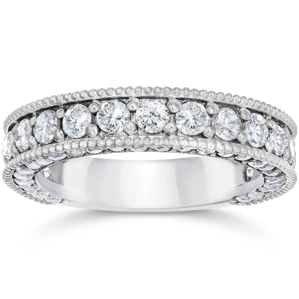 Vintage Diamond Wedding Ring 14K White Gold C8306