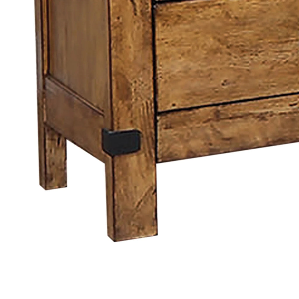 Wooden Nightstand With 3 Drawers S332
