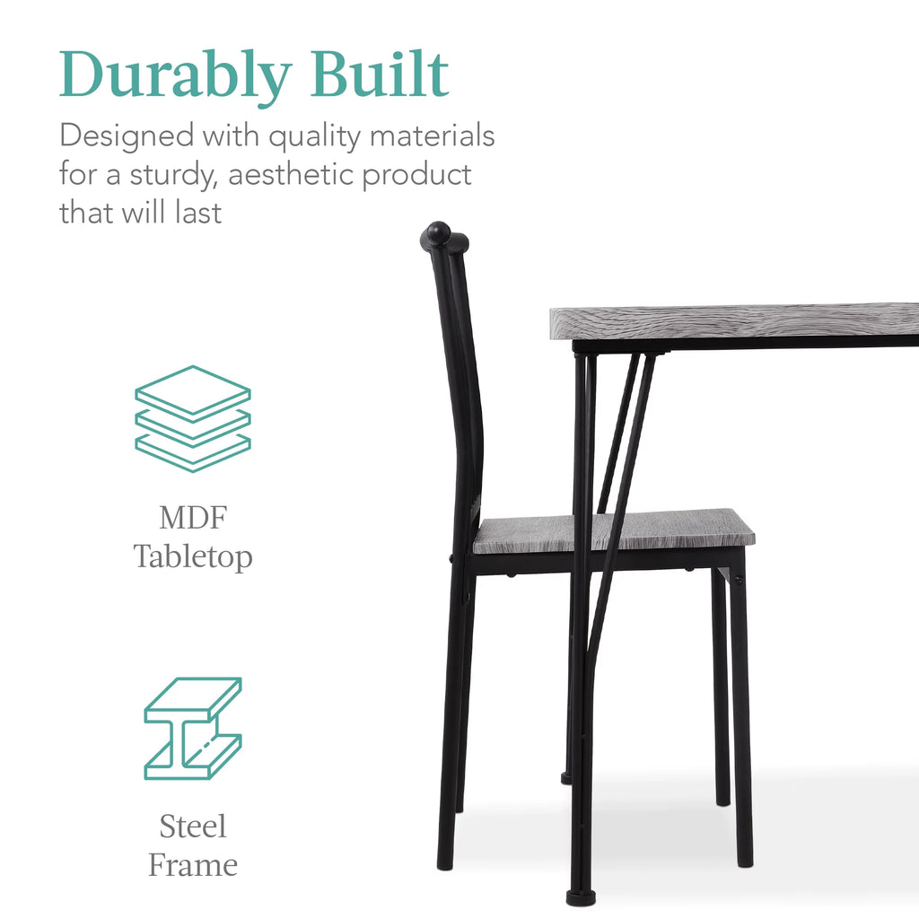 5-Piece Metal Wood Rectangular Dining Table Set with 4 Chairs E79065