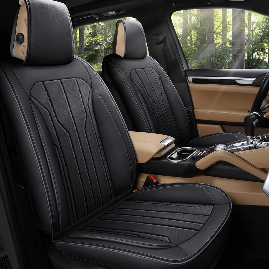 Leather Car Seat Covers, Full Set, Black Red X311199
