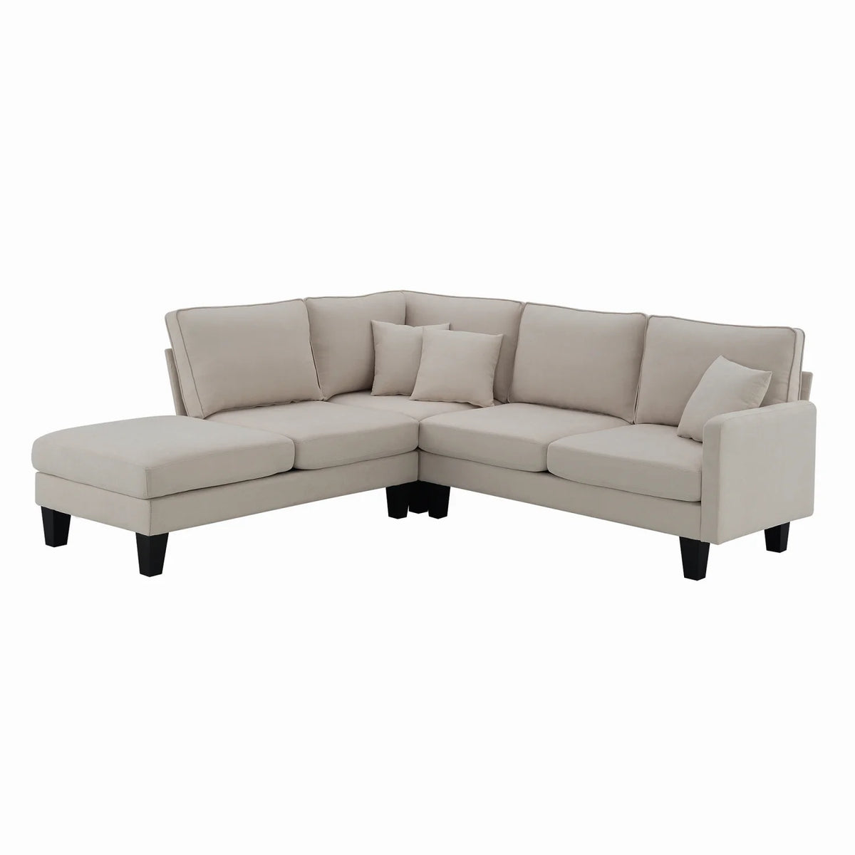 Beige L Shape Sectional Sofa with Recliner U255978