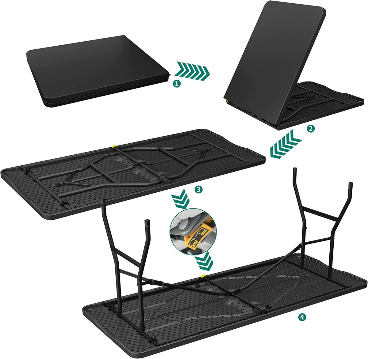 6ft Heavy Duty Plastic Folding Table with Carrying Handle U201340