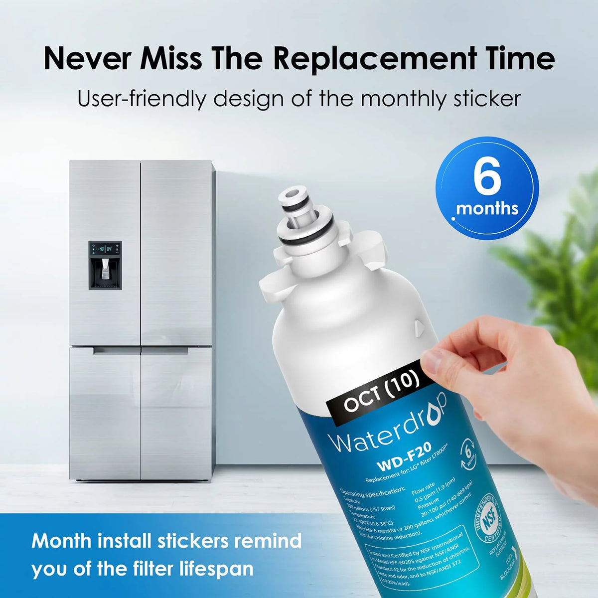 Refrigerator Water Filter, Pack of 6 F6020