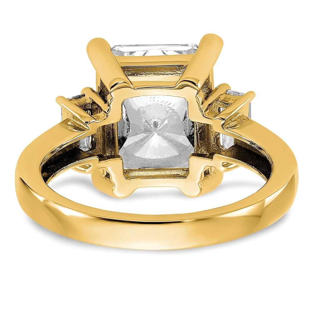 14K Yellow Gold Moissanite Octagon Emerald Ring G77108