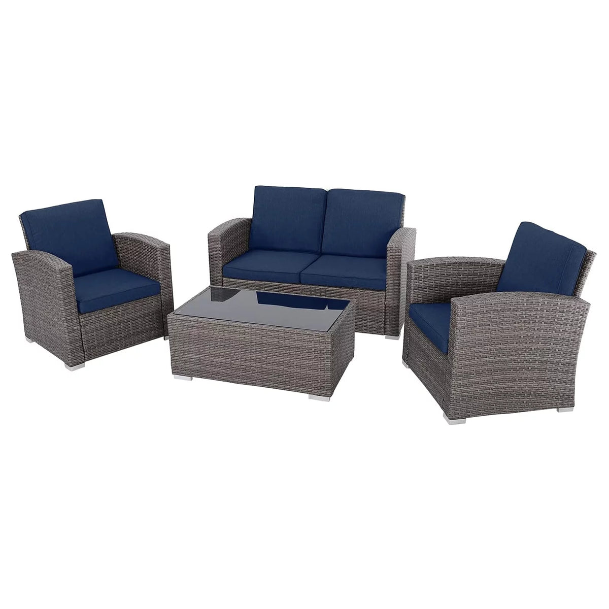 4 Pieces PE Rattan Outdoor Sectional Sofa Set Q34096