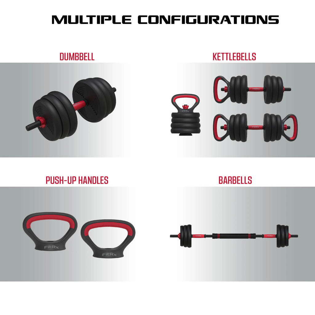 60 lbs Adjustable Dumbbell Barbell and Kettlebell Weight Set R4791