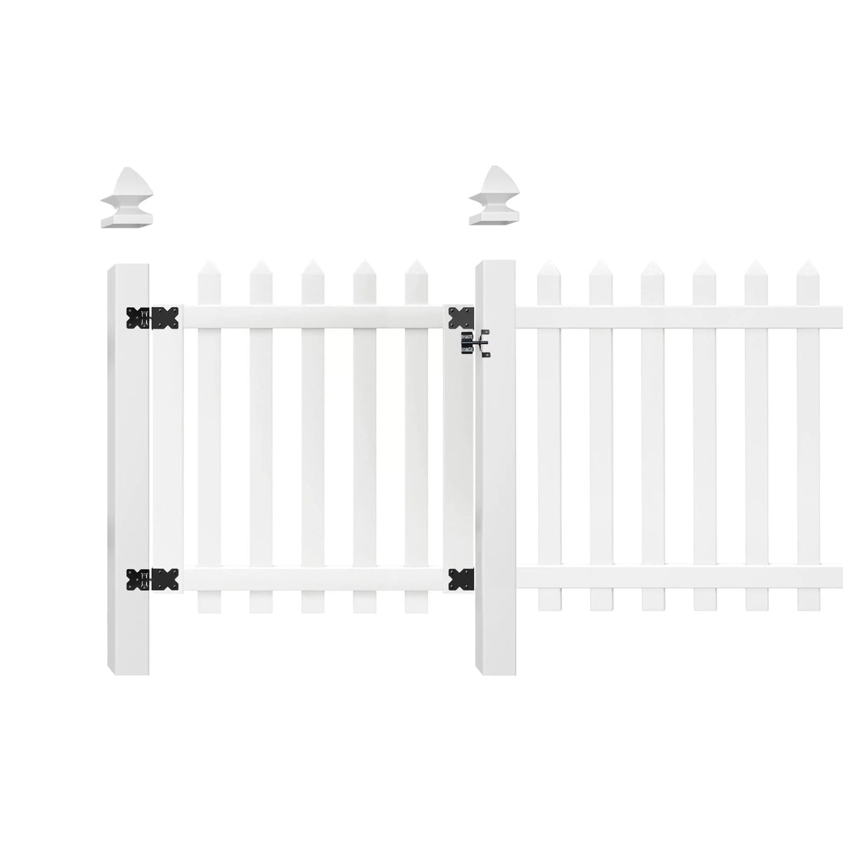 White Vinyl Pointed Picket Fence Gate L7636