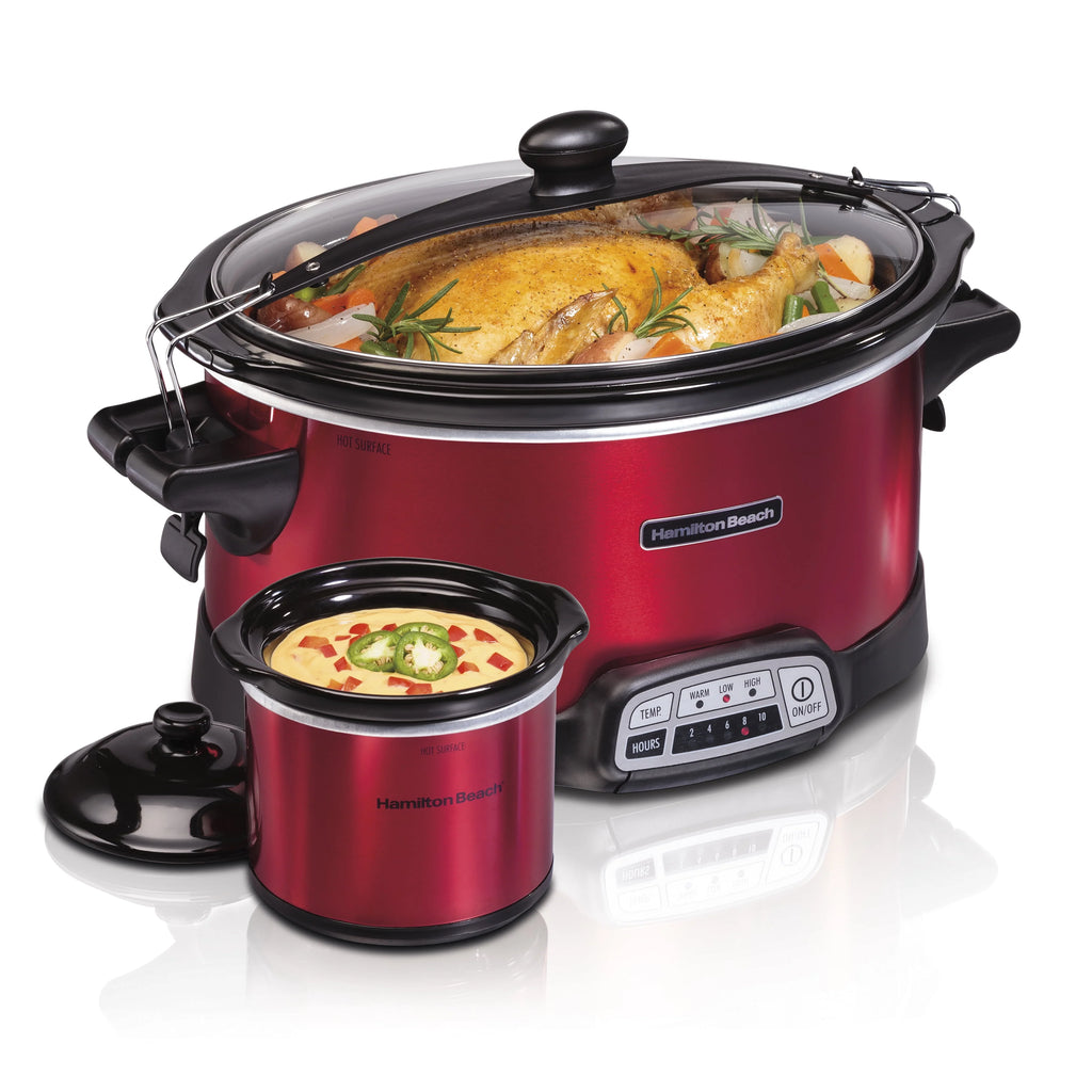 Programmable Slow Cooker with Party Dipper, 7 Quart, Red N322