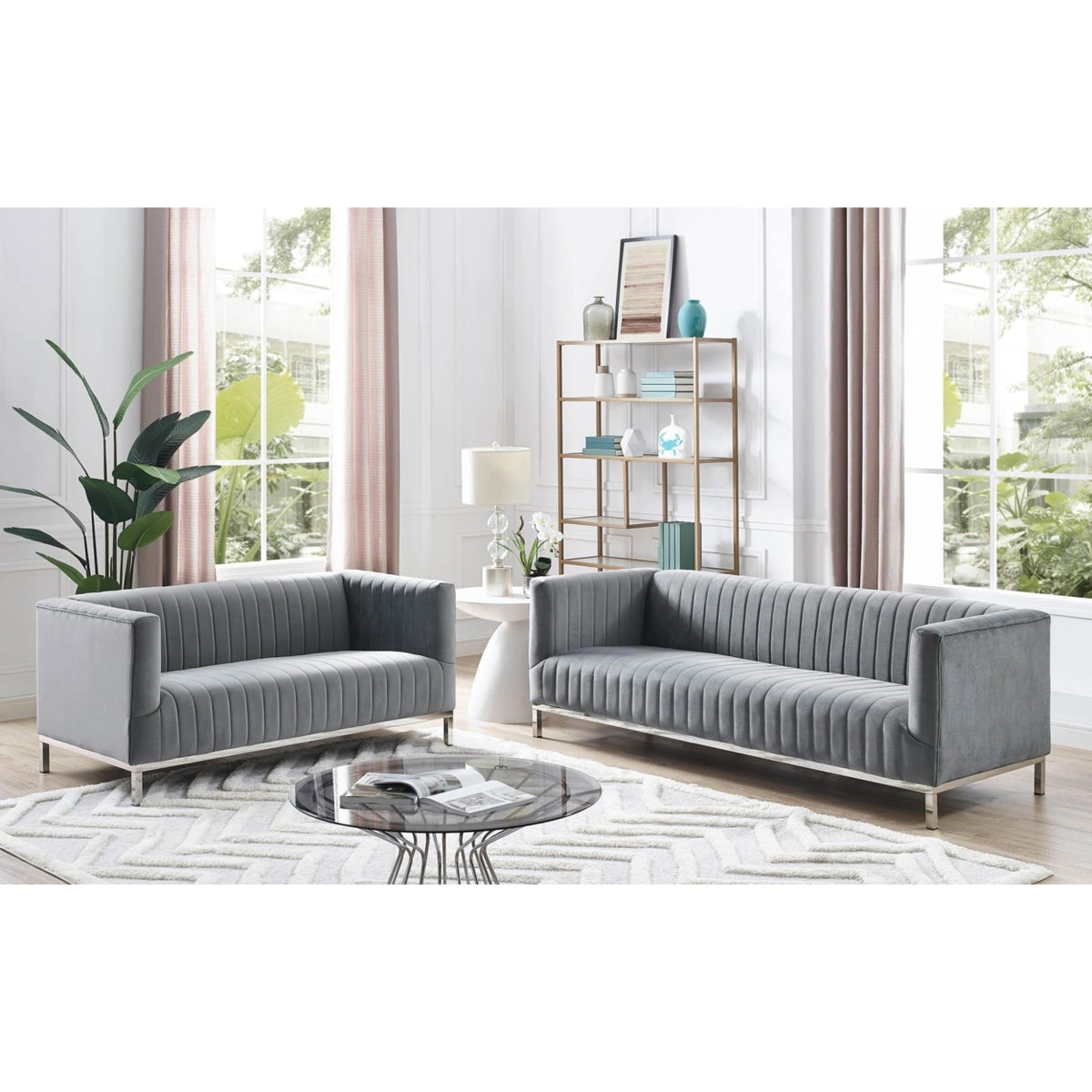 Velvet Tuxedo Sofa Y65912