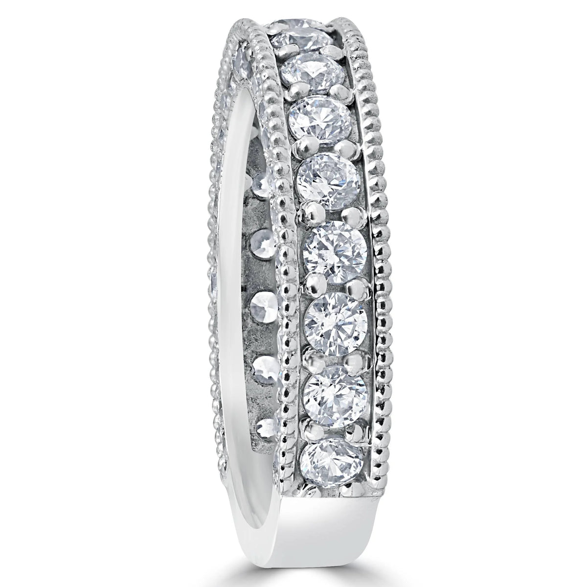 Vintage Diamond Wedding Ring 14K White Gold C8306