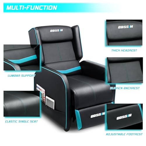 Cyan PU Leather Gaming Recliner Chair Z1322