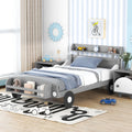 Gray Twin Size Car-Shaped Platform Bed with Storage Shelf U27525