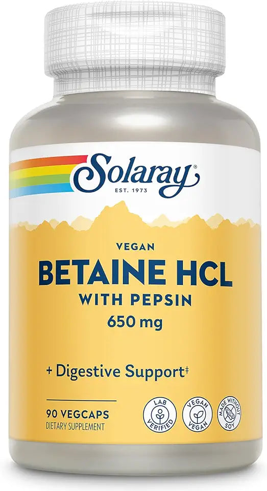 Vegan Betaine HCL with Pepsin Digestive Enzymes 90 VegCaps T22681