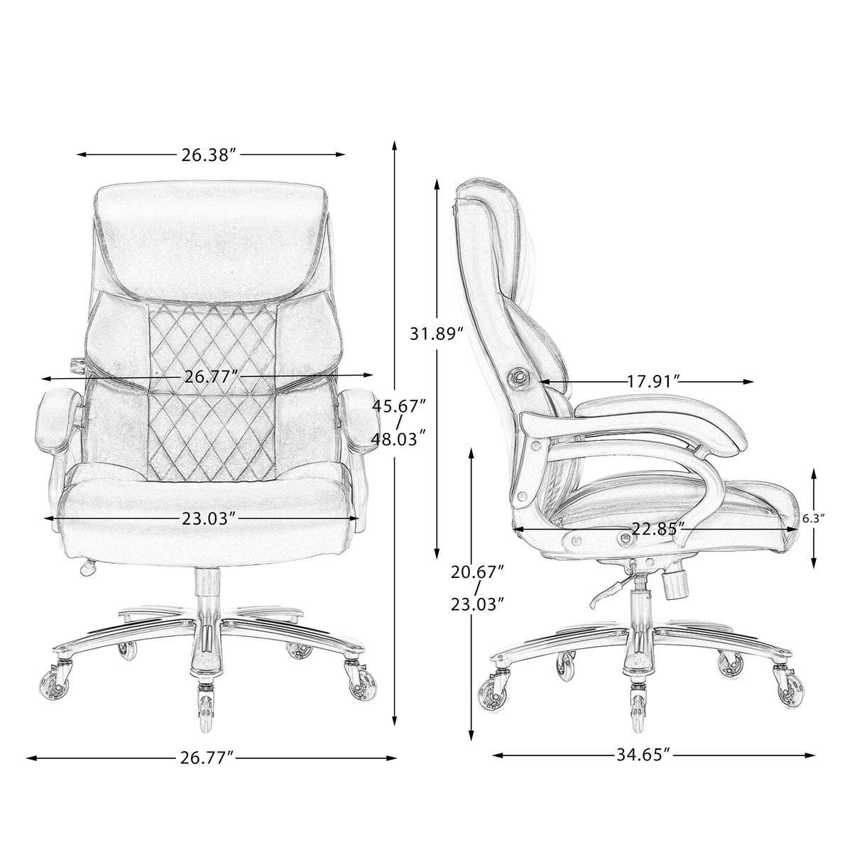 Black Leather Executive Office Chair with Adjustable Lumbar Support N1219