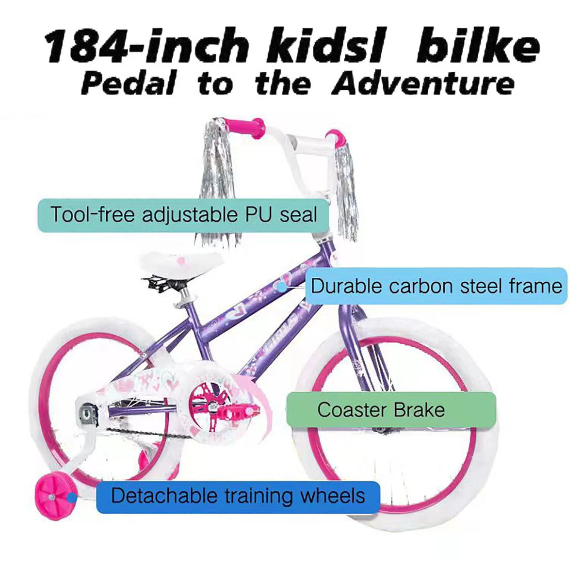 18 in. Kids Bike with Training Wheels Y1754