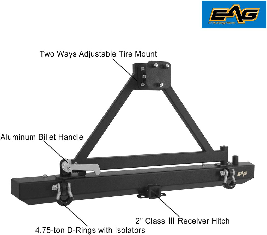 Rear Bumper with Tire Carrier and Hitch Receiver for Wrangler H5298