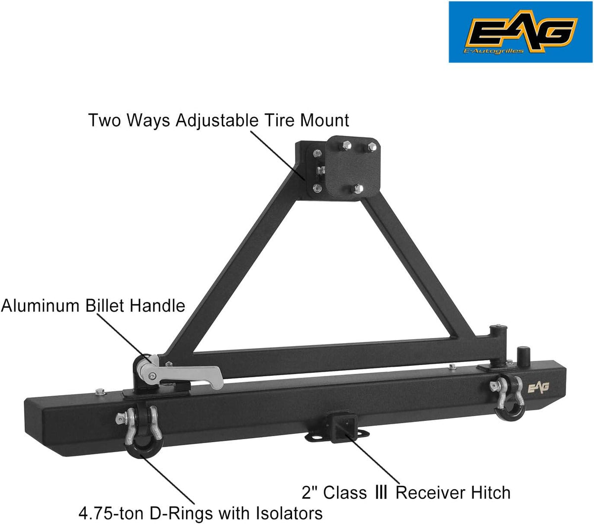 Rear Bumper with Tire Carrier and Hitch Receiver for Wrangler H5298